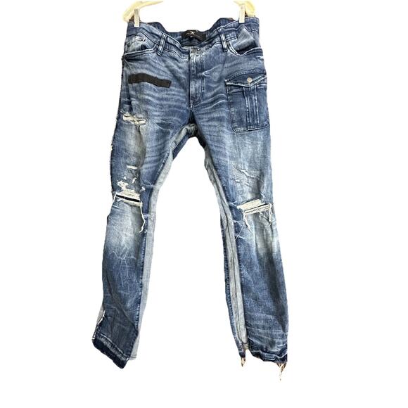 Men’s Jordan Craig Denim Jeans Legacy Edition Sean stacked Distressed Cargo38x36 - Picture 1 of 16